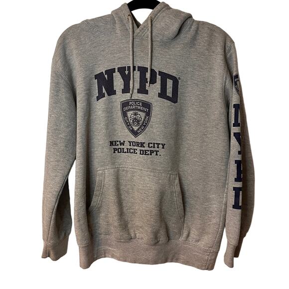 NYPD Heather Gray Graphic Print Long Sleeves Sweatshirt Hoodie Size Small - Picture 1 of 8